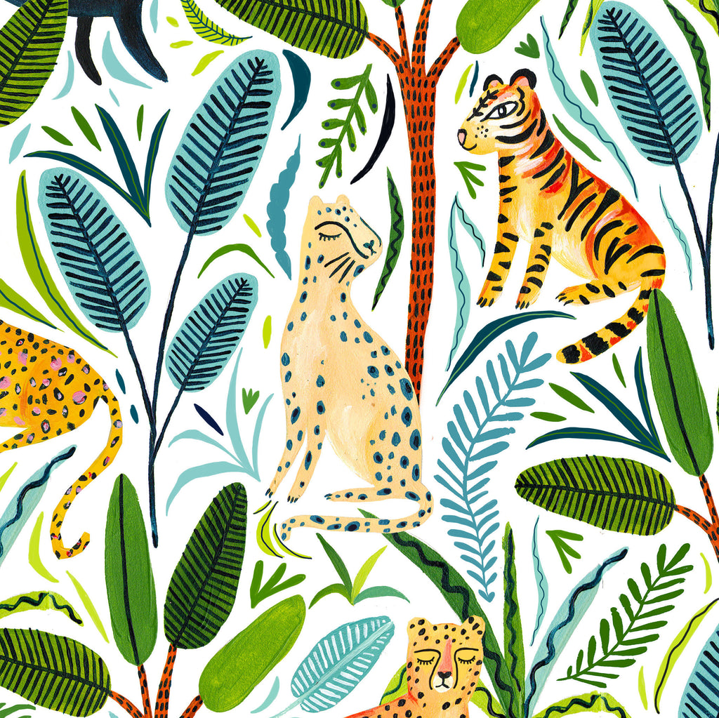 Jungle Cats on White - Amber Davenport
